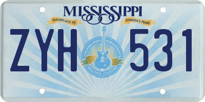MS license plate ZYH531