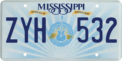 MS license plate ZYH532