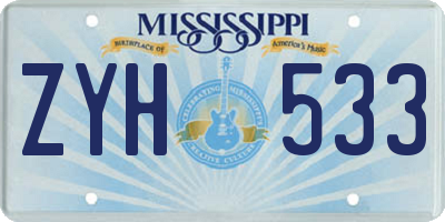 MS license plate ZYH533