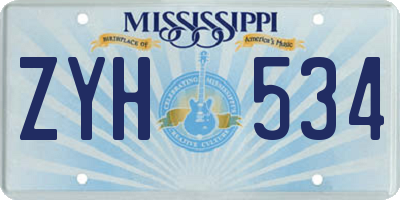 MS license plate ZYH534