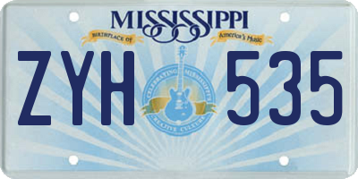 MS license plate ZYH535