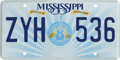 MS license plate ZYH536