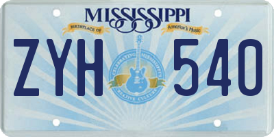MS license plate ZYH540