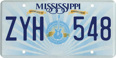 MS license plate ZYH548