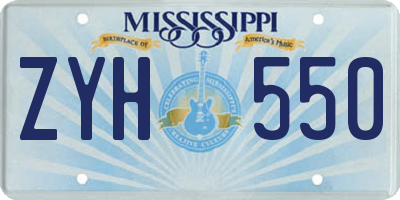 MS license plate ZYH550