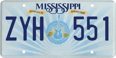 MS license plate ZYH551