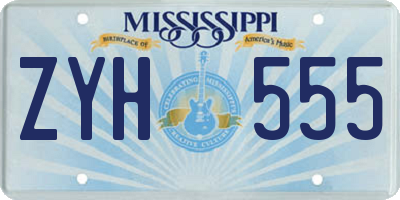 MS license plate ZYH555