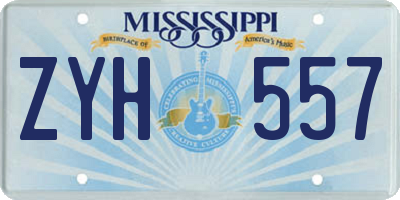 MS license plate ZYH557