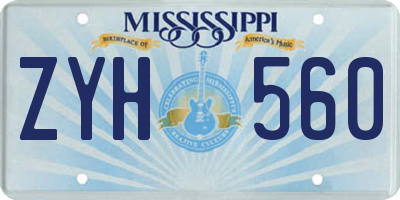MS license plate ZYH560