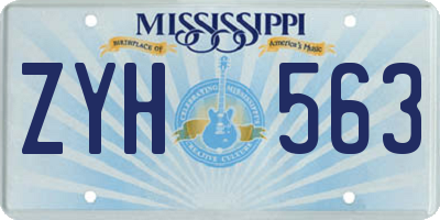 MS license plate ZYH563