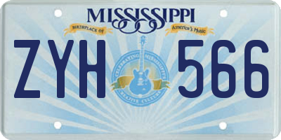 MS license plate ZYH566
