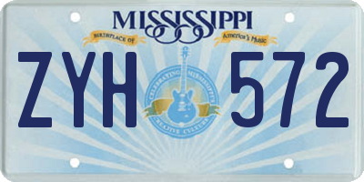 MS license plate ZYH572