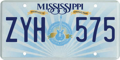 MS license plate ZYH575