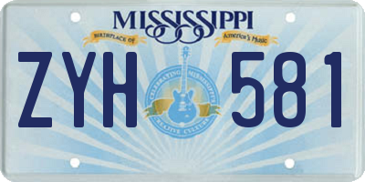 MS license plate ZYH581