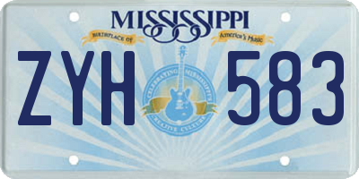 MS license plate ZYH583