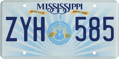 MS license plate ZYH585