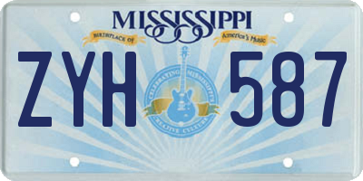 MS license plate ZYH587