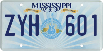 MS license plate ZYH601