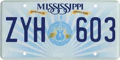 MS license plate ZYH603