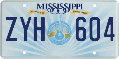 MS license plate ZYH604