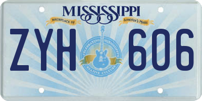 MS license plate ZYH606