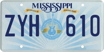 MS license plate ZYH610