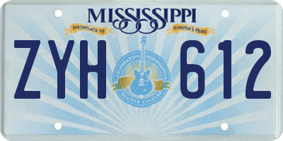 MS license plate ZYH612