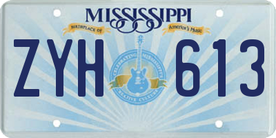 MS license plate ZYH613