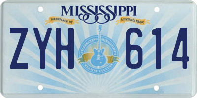 MS license plate ZYH614