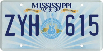 MS license plate ZYH615