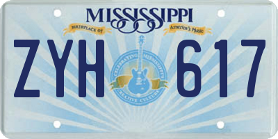 MS license plate ZYH617