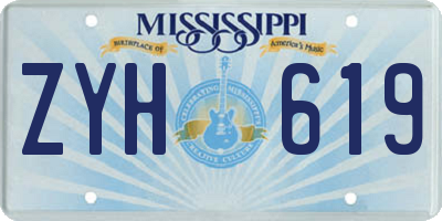 MS license plate ZYH619