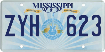 MS license plate ZYH623