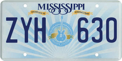 MS license plate ZYH630