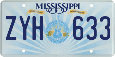 MS license plate ZYH633