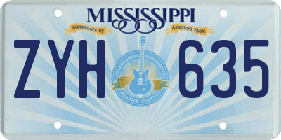 MS license plate ZYH635