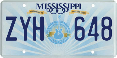 MS license plate ZYH648