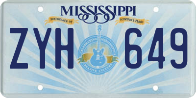 MS license plate ZYH649