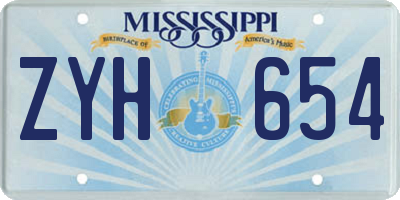 MS license plate ZYH654