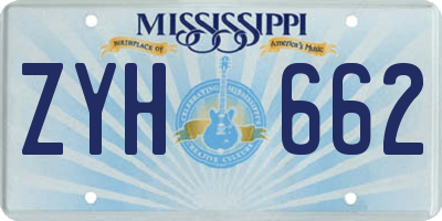 MS license plate ZYH662