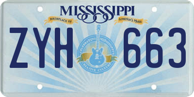 MS license plate ZYH663