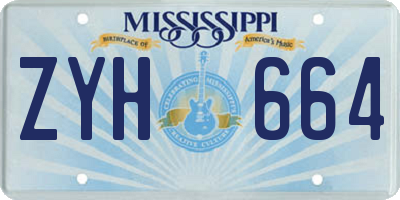 MS license plate ZYH664