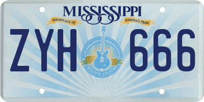 MS license plate ZYH666