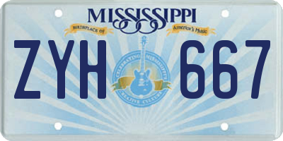 MS license plate ZYH667