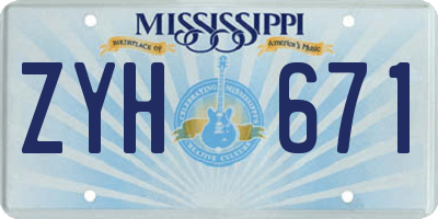 MS license plate ZYH671