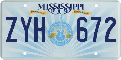 MS license plate ZYH672