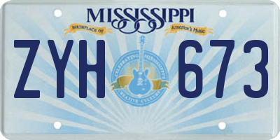 MS license plate ZYH673