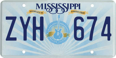 MS license plate ZYH674