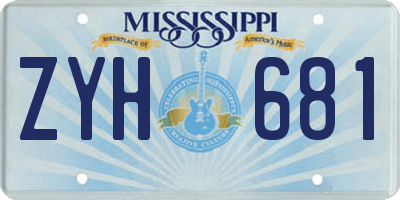 MS license plate ZYH681