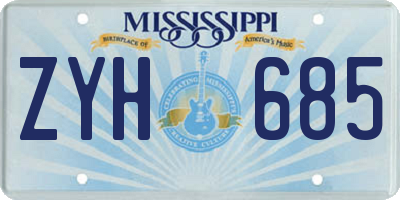 MS license plate ZYH685